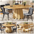 Extendable dining table, dining room table, kitchen table, balcony table, wooden dining table Round dining table, extends to oval, 118–158 cm, seats up to 6 people, natural color