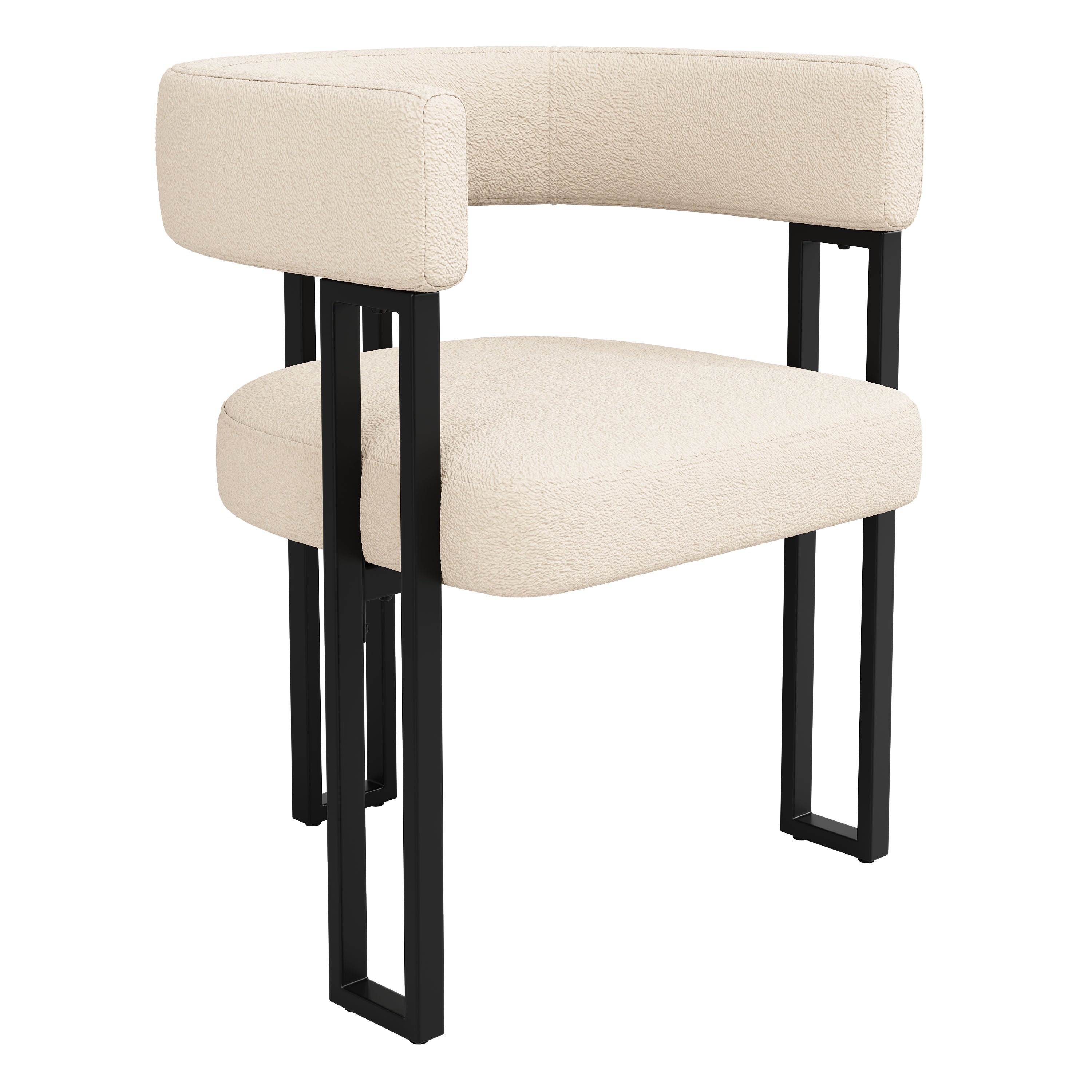 High-quality fabric (6-piece set) dining chairs, dressing chairs, ergonomic chairs, lightweight luxury chairs with curved backrest, beige