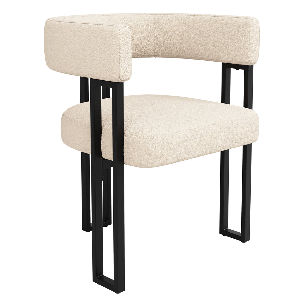 High-quality fabric (4-piece set) dining chairs, dressing chairs, ergonomic chairs, lightweight luxury chairs with curved backrest, beige