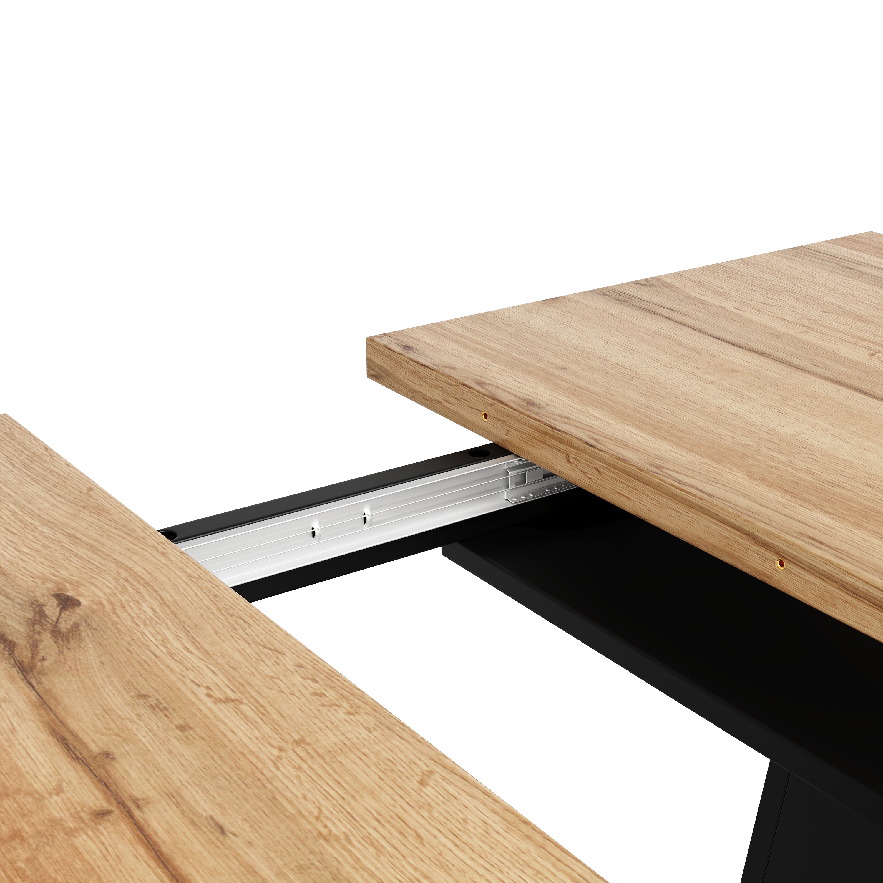 Extendable dining table (118-157×70×75cm), table, kitchen table,extendable to 118-157cm with the help of internal insert leaves, for kitchen and living room, wood-colored dining table