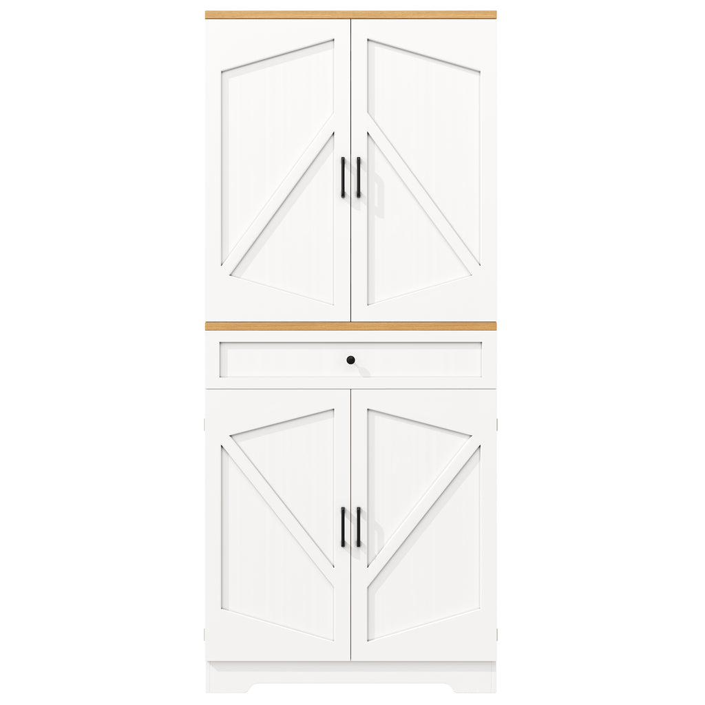 Snack cabinet, kitchen cabinet (80 x 40 x 180 cm), tall kitchen sideboard, storage sideboard, kitchen sideboard with door frame, white, suitable for living room, kitchen, dining room