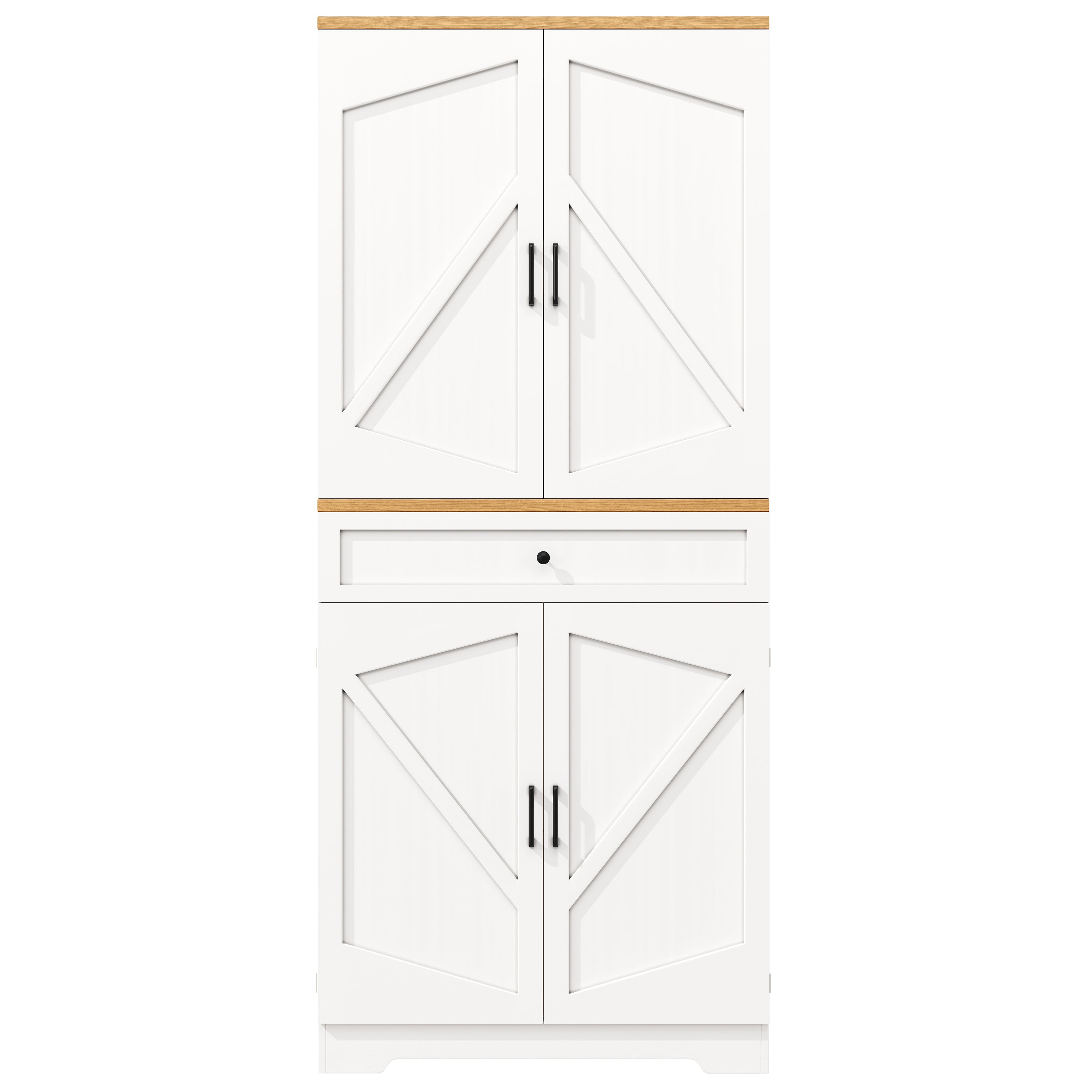 Snack cabinet, kitchen cabinet (80 x 40 x 180 cm), tall kitchen sideboard, storage sideboard, kitchen sideboard with door frame, white, suitable for living room, kitchen, dining room