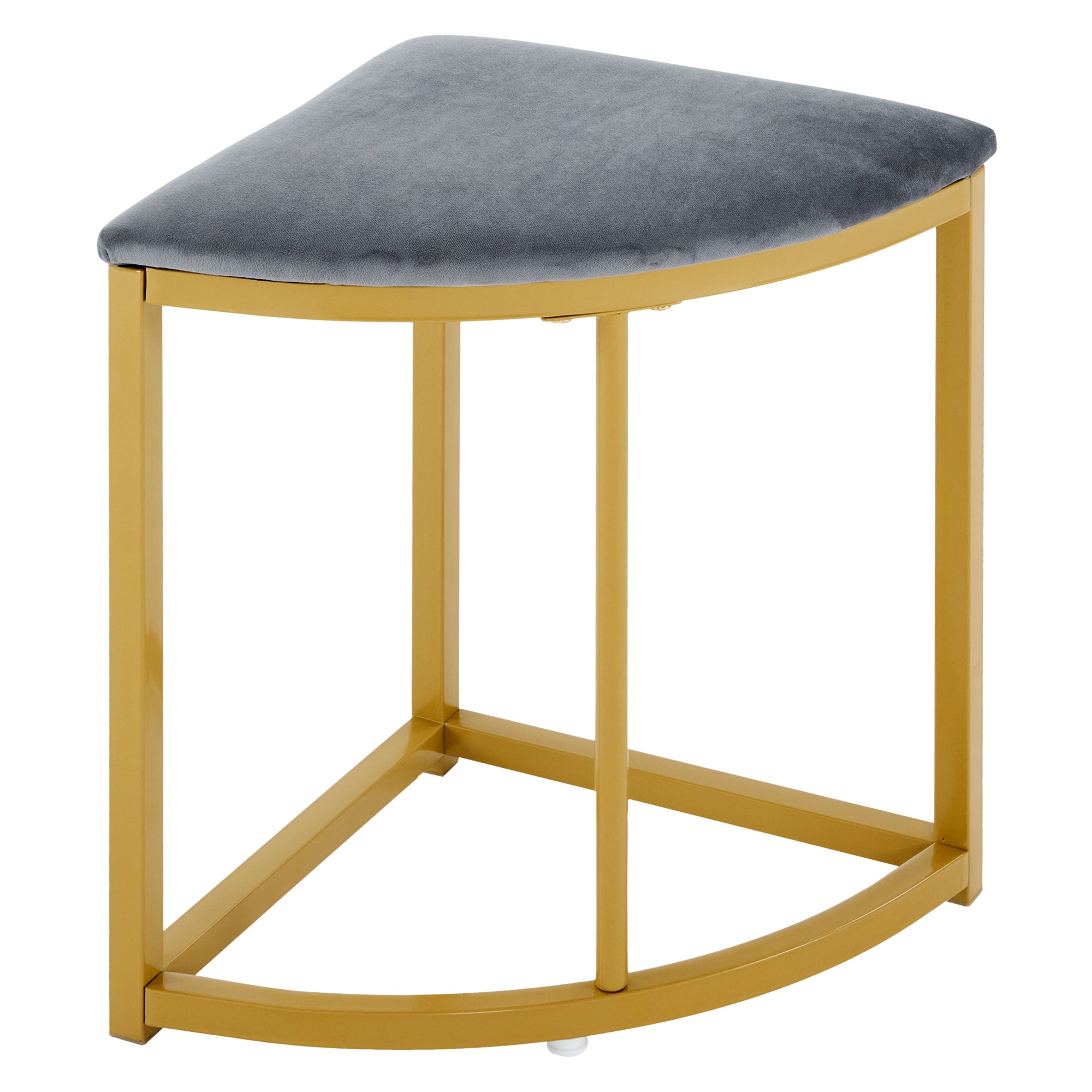 Modern metal frame round marble dining table and chair set (5 pieces) with 4 semi-circular stools, suitable for small apartments and restaurants