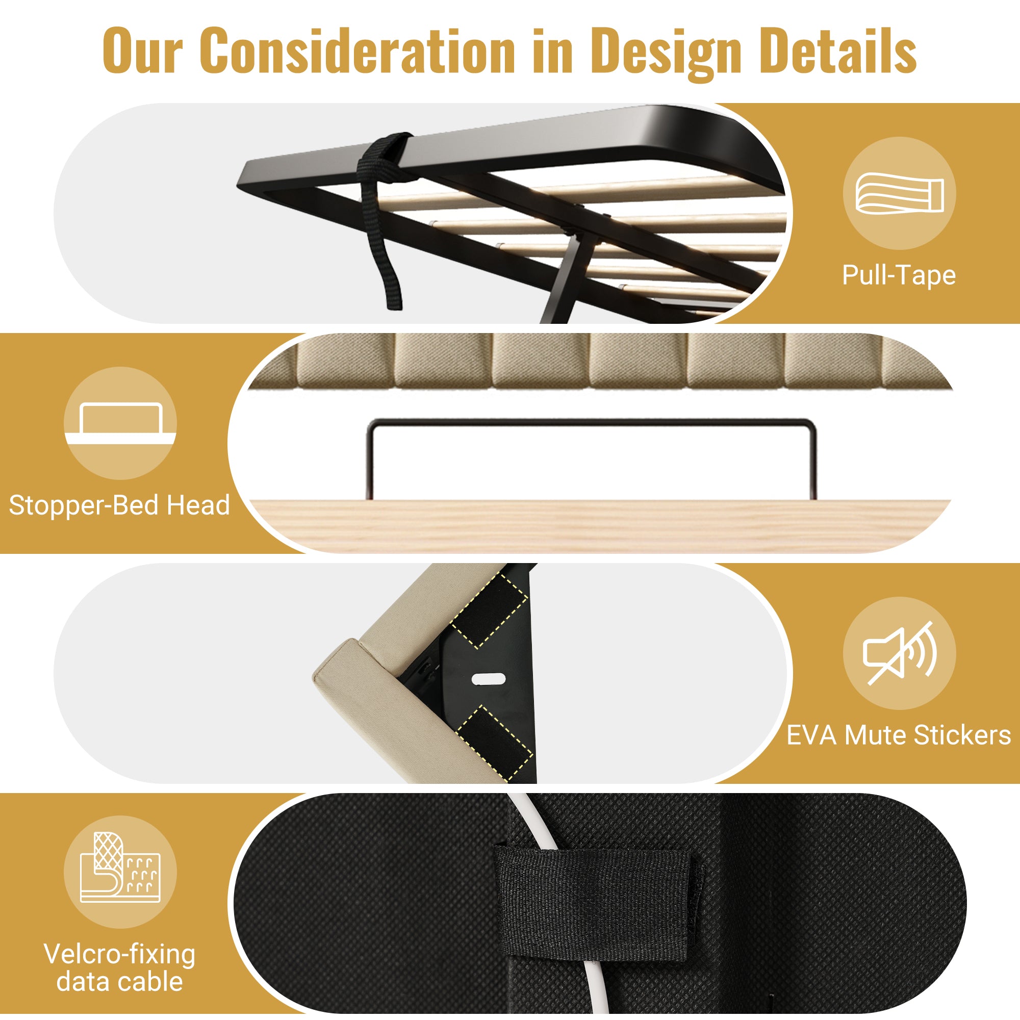 Upholstered Bed 180 x 200 cm with LED Lighting, USB Type-C Charging, Storage Headboard for Cellphones and Tablets, 6ft Hydraulic Storage Bed with Metal Slatted Frame, Linen, Beige (No Mattress)