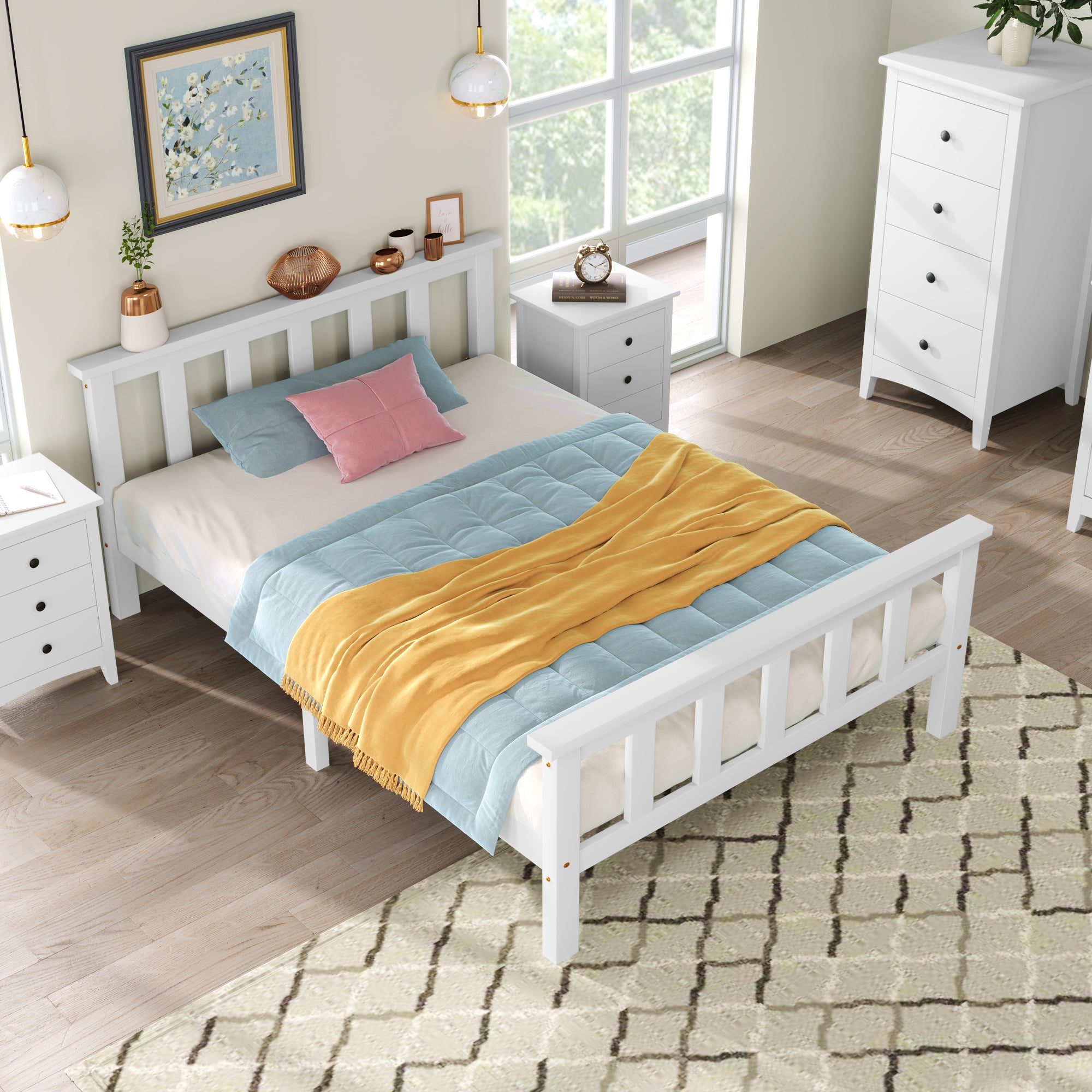 Single Bed White 3ft Solid Pine Wooden Bed Frame for Adults, Kids 190 x 90 cm (3FT)