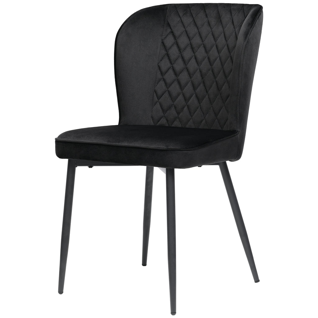 Velvet  dining chair (2 pcs), black, Modern Vanity Chair Kitchen Accent Occasional Chair with Metal Legs for Dining Room Living Room,upholstered chair  with backrest,seat in velvet metal frame