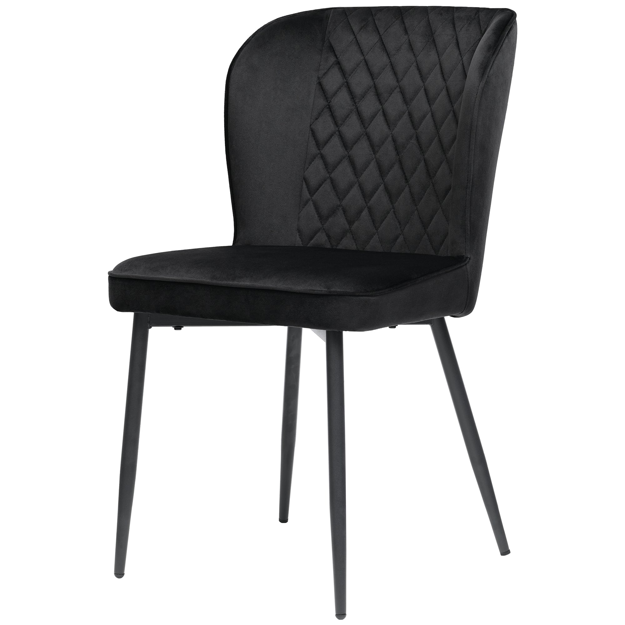 Velvet  dining chair (2 pcs), black, Modern Vanity Chair Kitchen Accent Occasional Chair with Metal Legs for Dining Room Living Room,upholstered chair  with backrest,seat in velvet metal frame