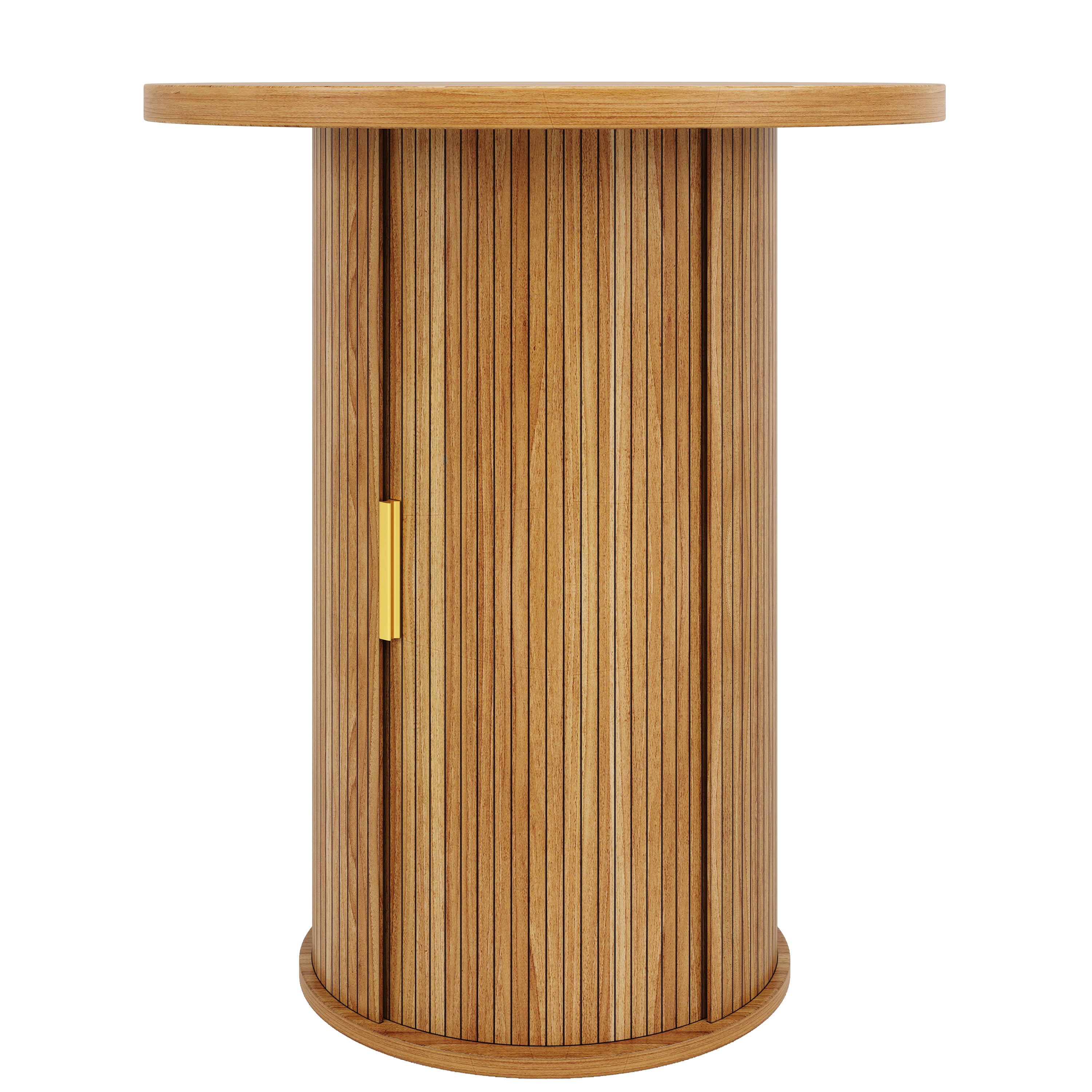 Round bar table with storage, 91.6cm high standing table with cabinet, MDF wood look, load capacity up to 75kg, for bar & living room