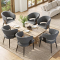 Modern Dining Chairs set of 6,Dining Room Chairs with Metal Legs – Upholstered Fabric Dining Room Chairs with Curved Backrest, Soft Cushion Seat, and Sturdy Metal Frame