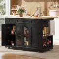 Kitchen island, (151.5x60x91.7cm)removable partitions, kitchen cabinet, dining trolley with worktop, sideboard, dining trolley with wood grain finish, sideboard, tempered glass cabinet, white/black
