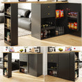 360° Swivelling Bar Table (105 x 39 x 102 cm), with 2 Drawers and Sliding Door Cabinet, 3 Levels of Open Storage Space, Suitable for Dining Room/Study/Living Room etc.