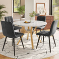 Dining table set, dining table and chair set (5-piece), modern, simple round marble dining table and chair set, gold-coloured metal table legs + 4 ergonomic velvet chairs, gray dining chairs