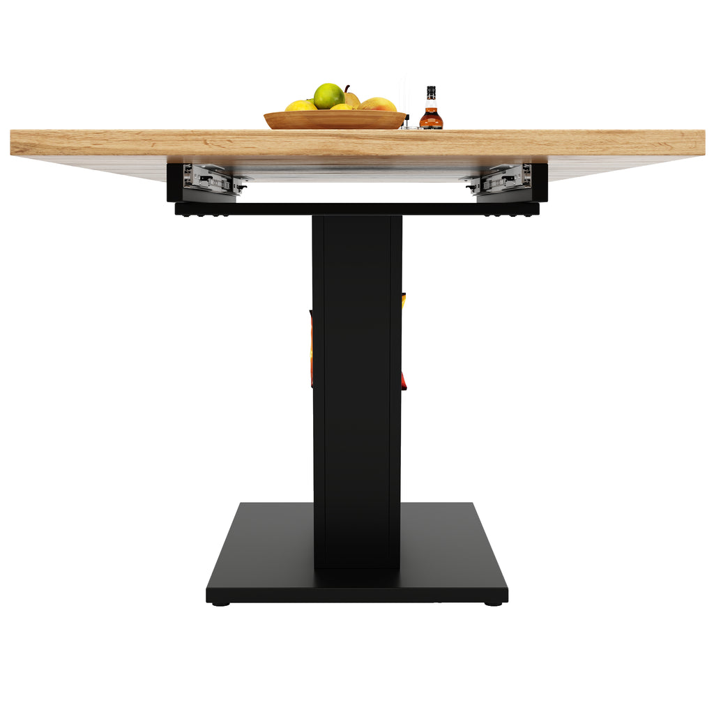 Extendable dining table (118-157×70×75cm), table, kitchen table,extendable to 118-157cm with the help of internal insert leaves, for kitchen and living room, wood-colored dining table