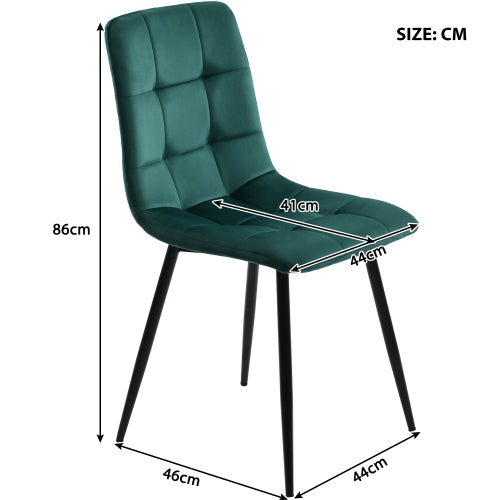 Dining table set (5-piece), dining table set with 4 chairs, kitchen table set, round dining table with 100 cm diameter and golden metal legs, white MDF table top, green velvet dining chairs