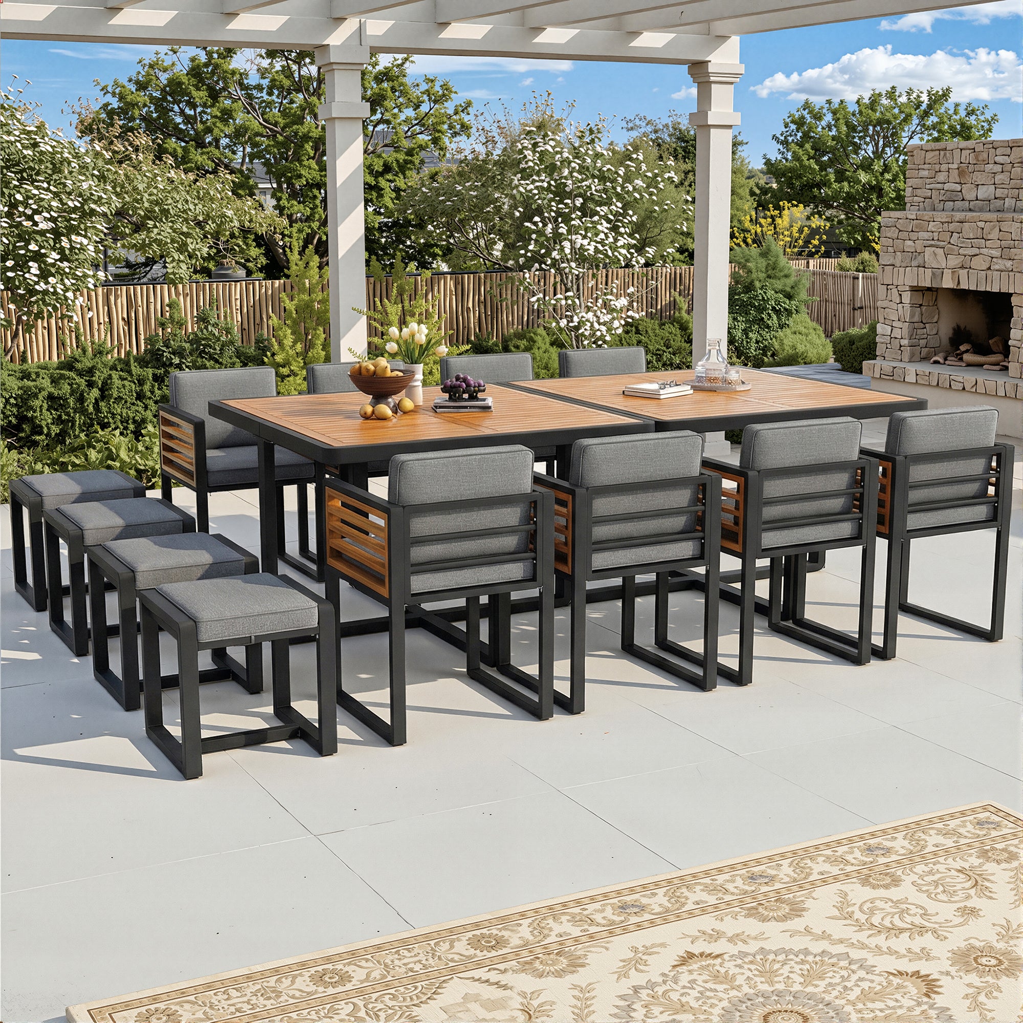 Garden furniture set, garden lounge seating group with 12 chairs and table, patio furniture/balcony furniture set for 12 people, garden furniture set/dining set, garden sofa set, solid wood