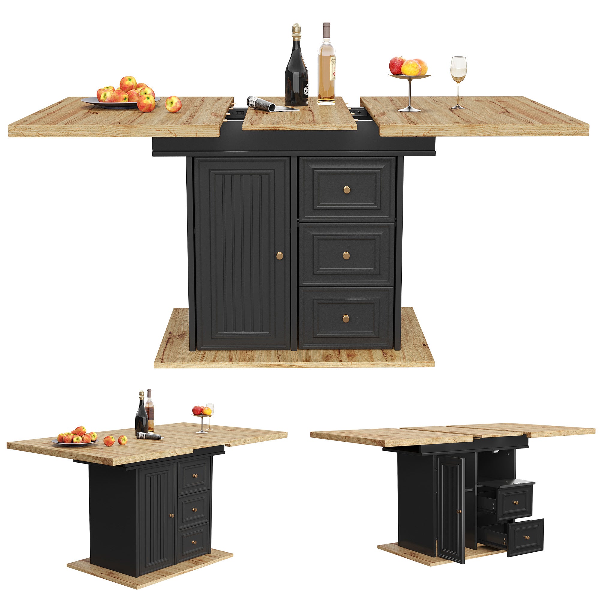 Extendable dining table 110(140) x 80 x 75 cm, wooden table for kitchen & dining room - 6 people dining table - dimensions suitable for terrace and garden