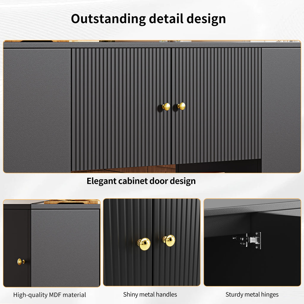 Modern kitchen island, sideboard, kitchen cabinet with drawers and shelves, sideboard for kitchen & dining room, black