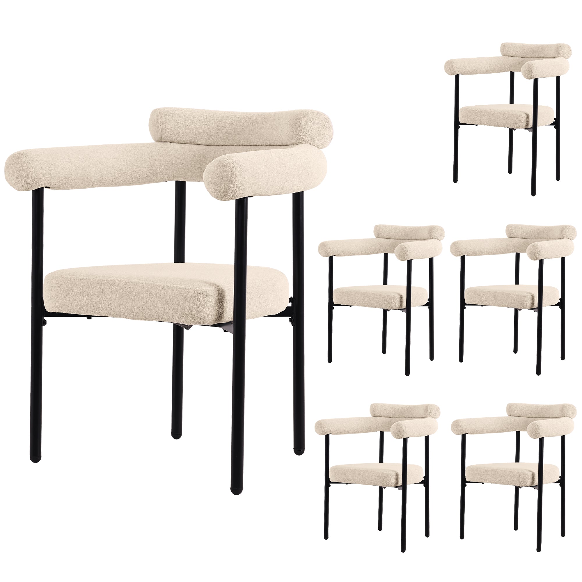 Modern Dining Chairs set of 6, Upholstered Velvet Armchairs,Comfortable Armrest Dining Chairs for Kitchen, Dining Room, Living Room, Multiple Colour Options