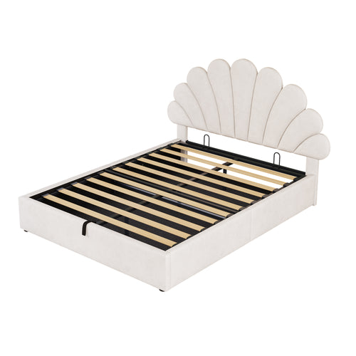 Double, Beige, Velvet Petal Hydraulic Storage Bed Package 2