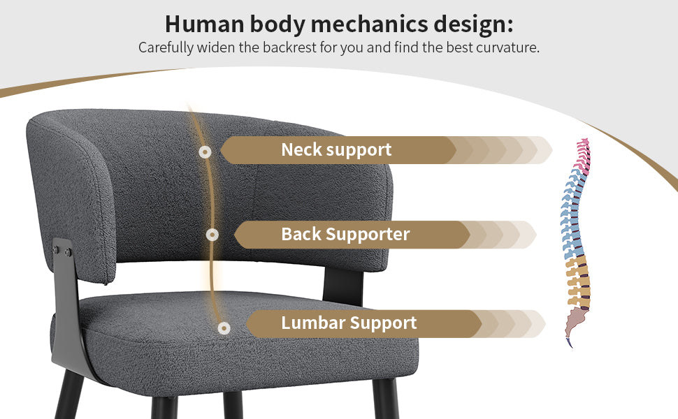 Modern Dining Chairs set of 2,Dining Room Chairs with Metal Legs – Upholstered Fabric Dining Room Chairs with Curved Backrest, Soft Cushion Seat and Sturdy Metal Frame