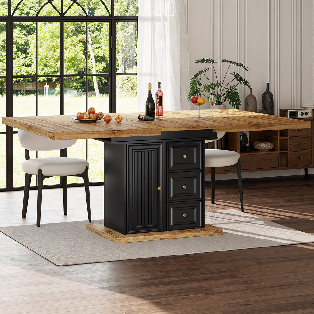 Extendable dining table 110(140) x 80 x 75 cm, wooden table for kitchen & dining room - 6 people dining table - dimensions suitable for terrace and garden
