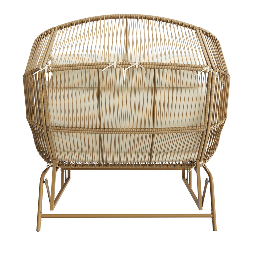 Garden Rocking Chair for Two, Patio Hanging Chair, Outdoor Swing Egg Chair, Rocking Chair, Garden Swing, Porch Swing for the Garden, Balcony, or Terrace, Beige