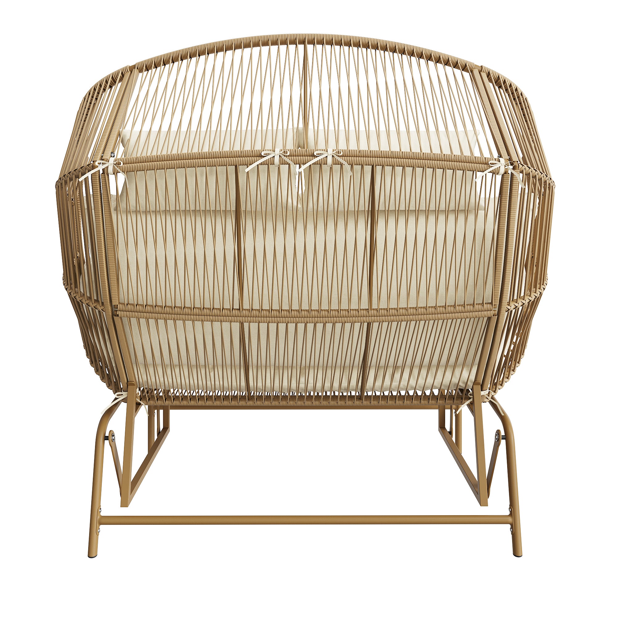 Garden Rocking Chair for Two, Patio Hanging Chair, Outdoor Swing Egg Chair, Rocking Chair, Garden Swing, Porch Swing for the Garden, Balcony, or Terrace, Beige