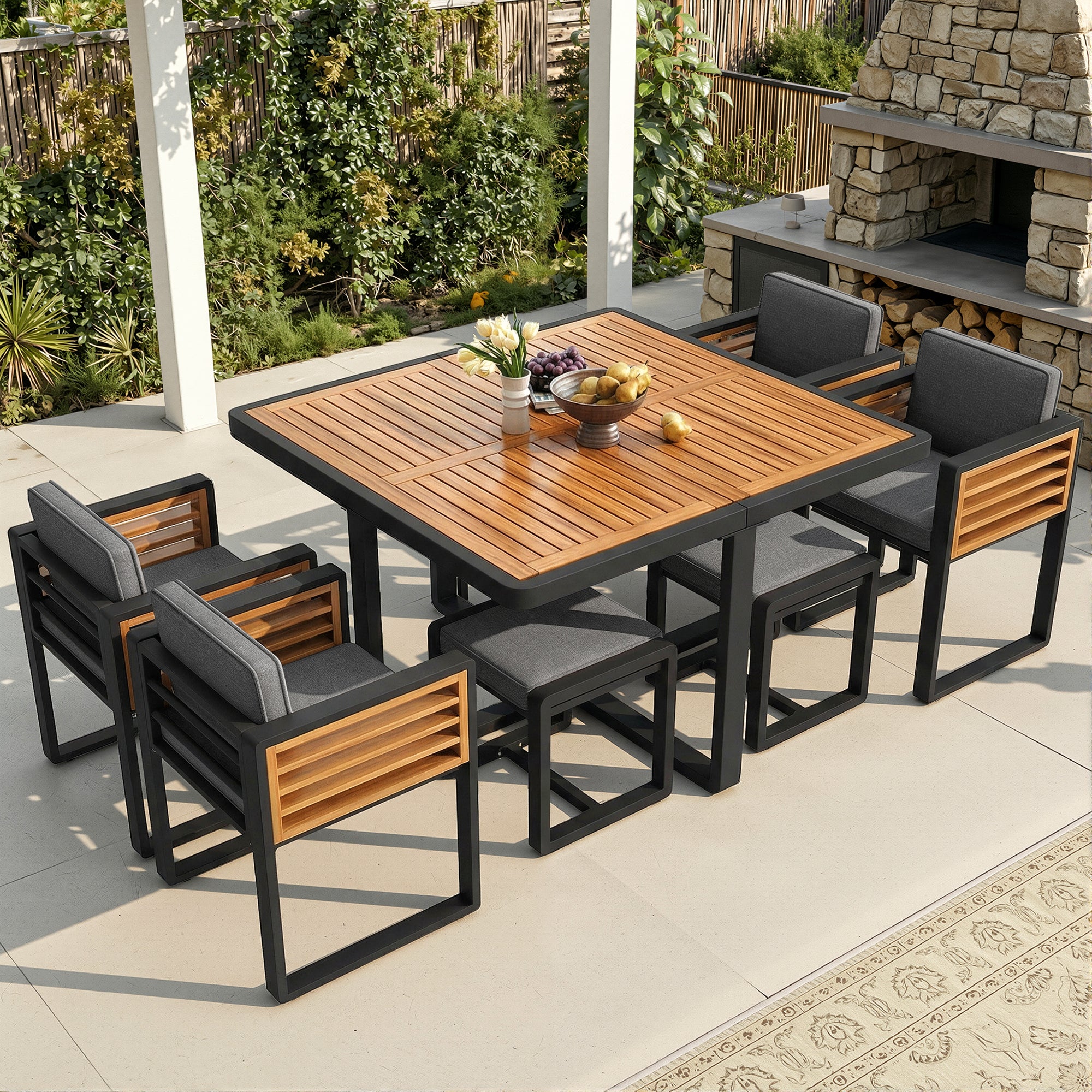 Garden furniture set, garden lounge seating group with 6 chairs and table, patio furniture/balcony furniture set for 6 people, garden furniture set/dining set, garden sofa set, high-quality solid wood