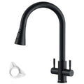 DAYONE Matte Black Dual Lever Pull-Out Kitchen Tap