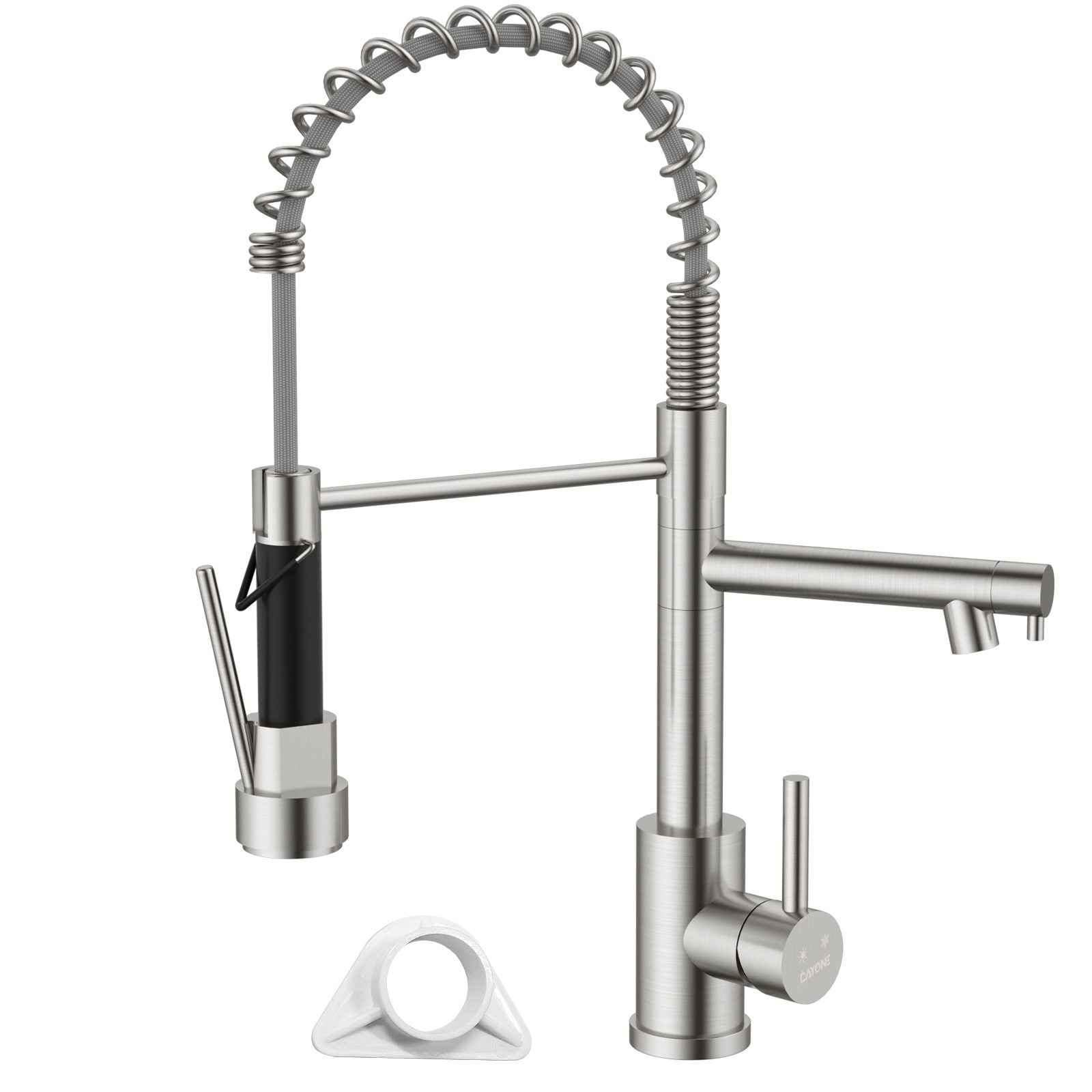 DAYONE Brushed Steel Spring Pull-Down Kitchen Tap