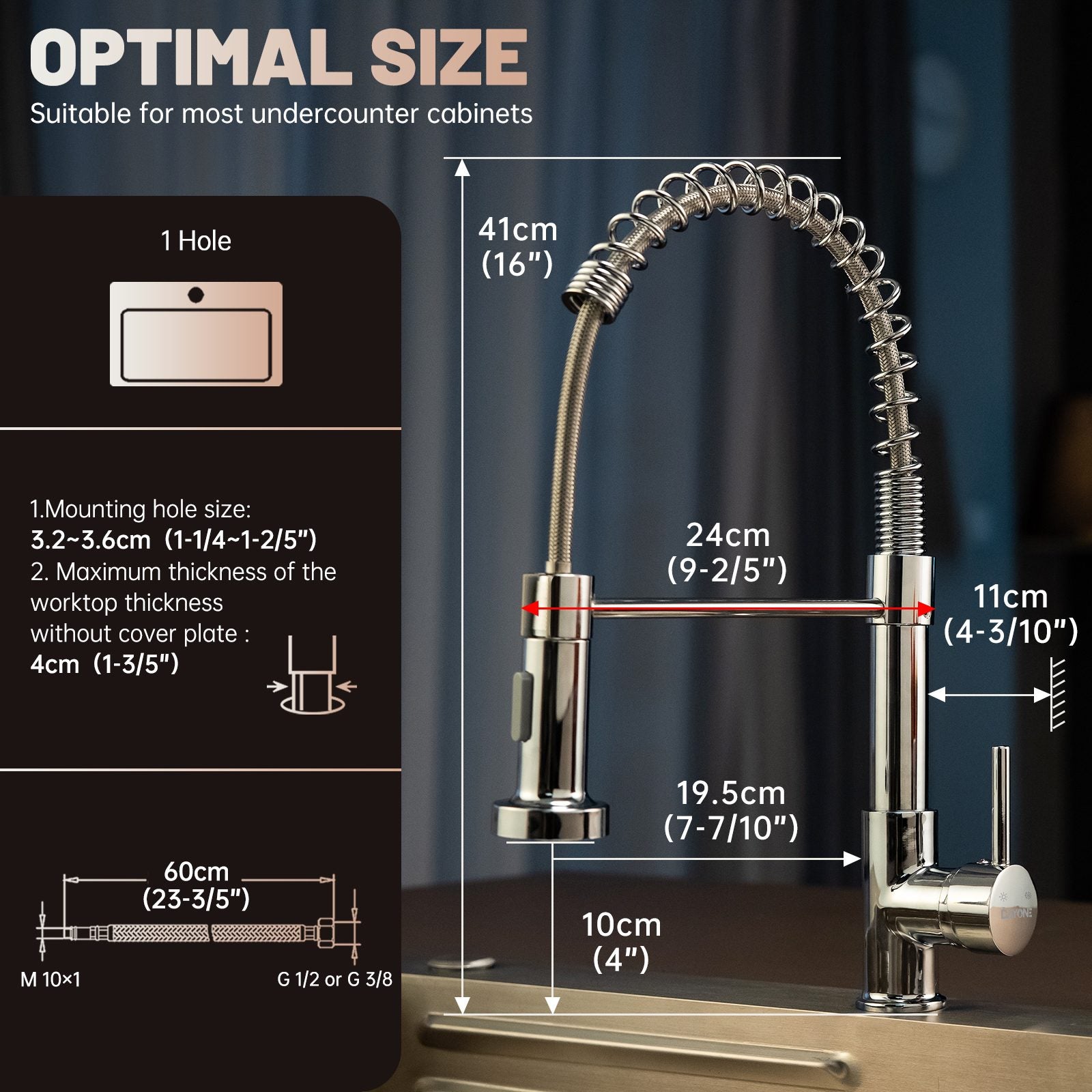 DAYONE Chrome Spring Pull-Down Kitchen Tap