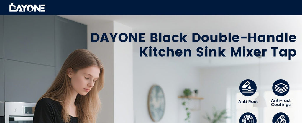 DAYONE Matte Black Dual Lever Pull-Out Kitchen Tap