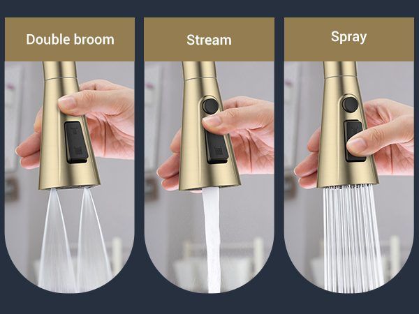 DAYONE Brushed Gold Pull-Out Kitchen Mixer Tap