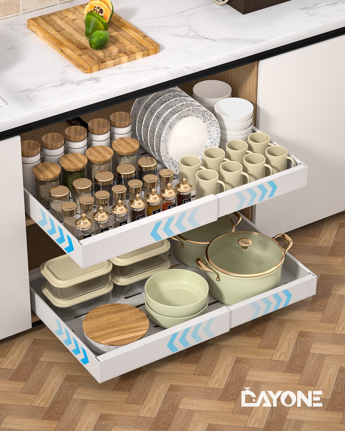 DAYONE White Pull-Out Cabinet Organizer 2 Pack