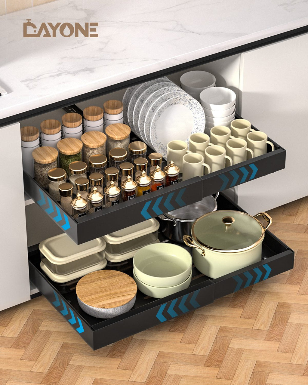 DAYONE Black Pull-Out Cabinet Organizer 2 Pack