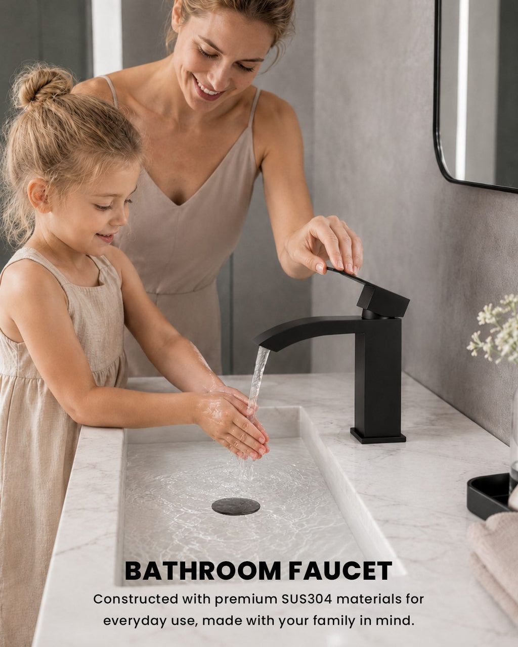 DAYONE Matte Black Basin Tap with Pop-Up Waste