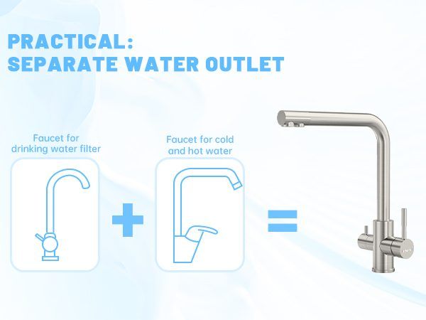DAYONE Brushed Steel 3 Way Filter Kitchen Tap