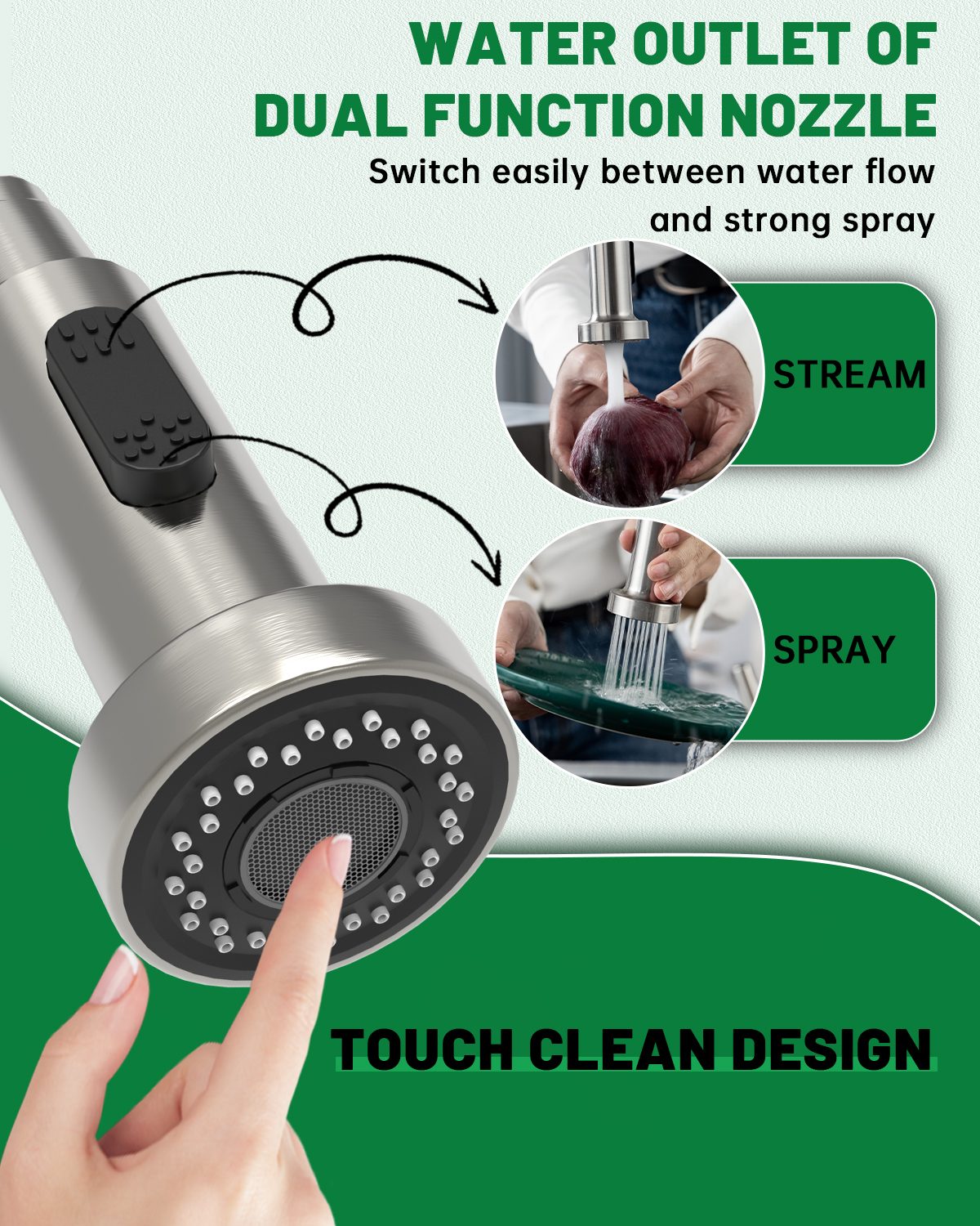 DAYONE Brushed Nickel Spring Pull-Down Kitchen Tap