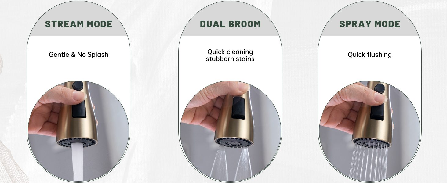 DAYONE Brushed Gold Pull-Out Kitchen Mixer Tap