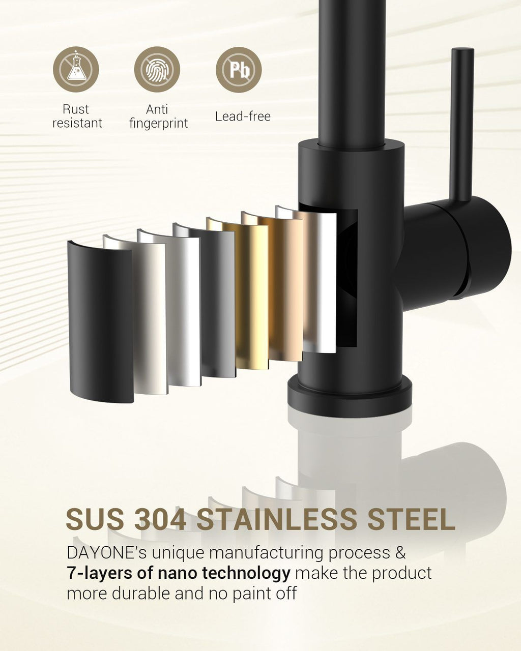 DAYONE Matte Black Pull-Out Kitchen Mixer Tap