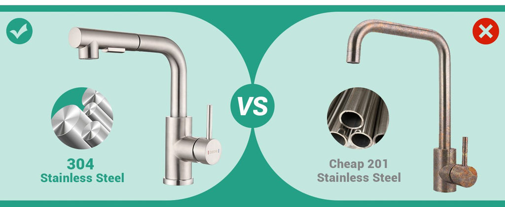 DAYONE Brushed Steel Pull-Out Kitchen Mixer Tap