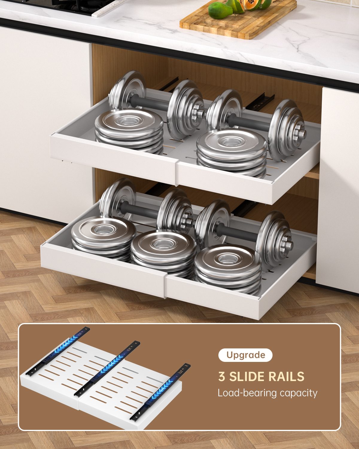 DAYONE White Pull-Out Cabinet Organizer 2 Pack