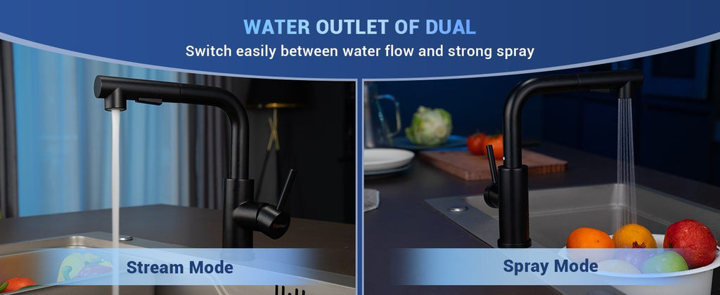 DAYONE Matte Black Pull-Out Kitchen Mixer Tap