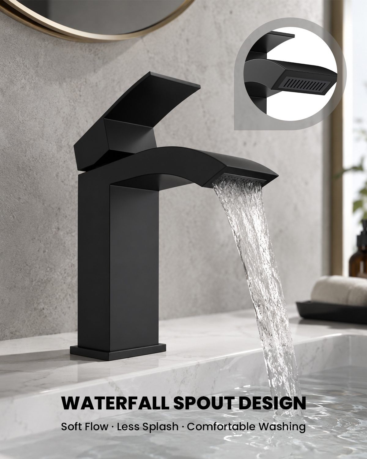 DAYONE Matte Black Basin Tap with Pop-Up Waste