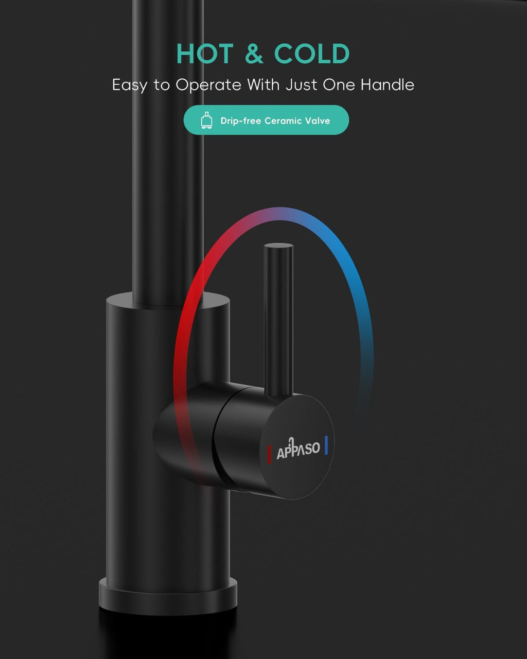 DAYONE Matte Black Spring Pull-Down Kitchen Tap