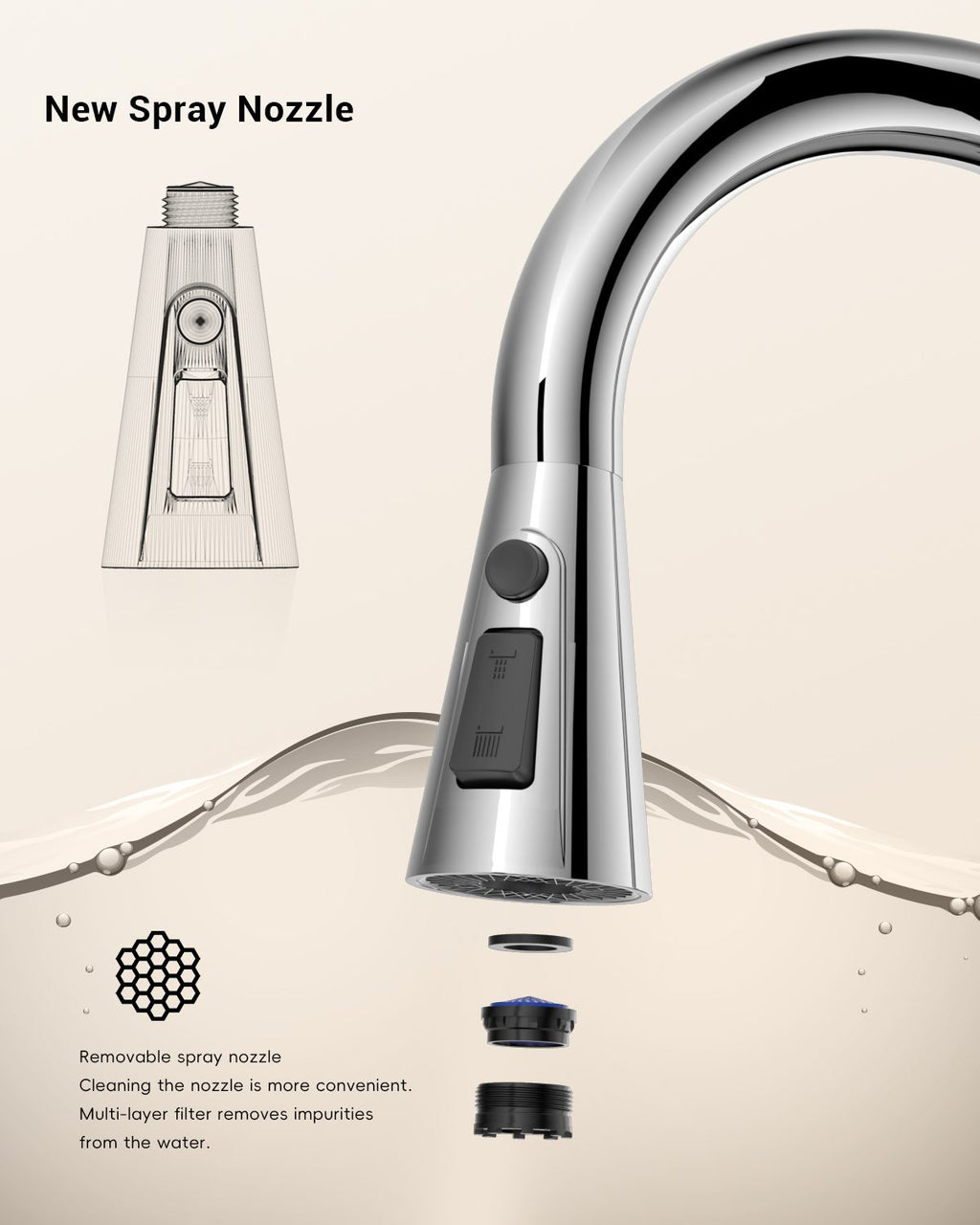 DAYONE Chrome Pull-Out Kitchen Mixer Tap