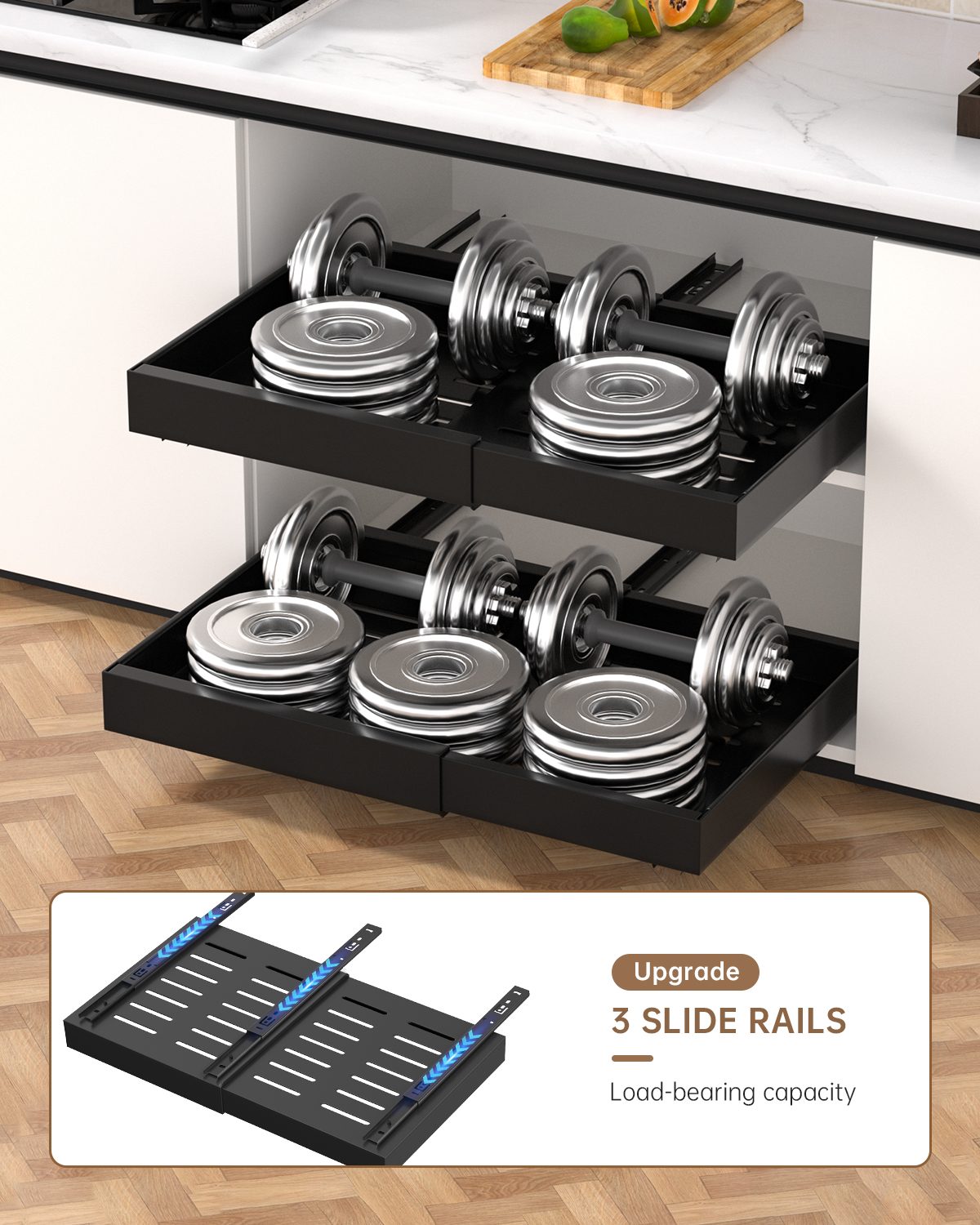 DAYONE Black Pull-Out Cabinet Organizer 2 Pack