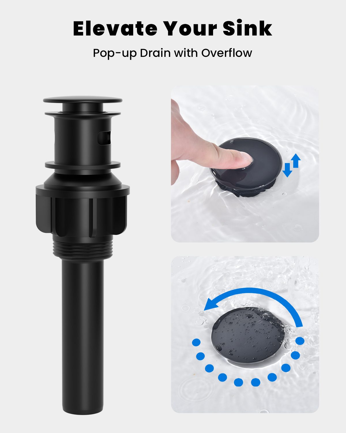 DAYONE Matte Black Basin Tap with Pop-Up Waste