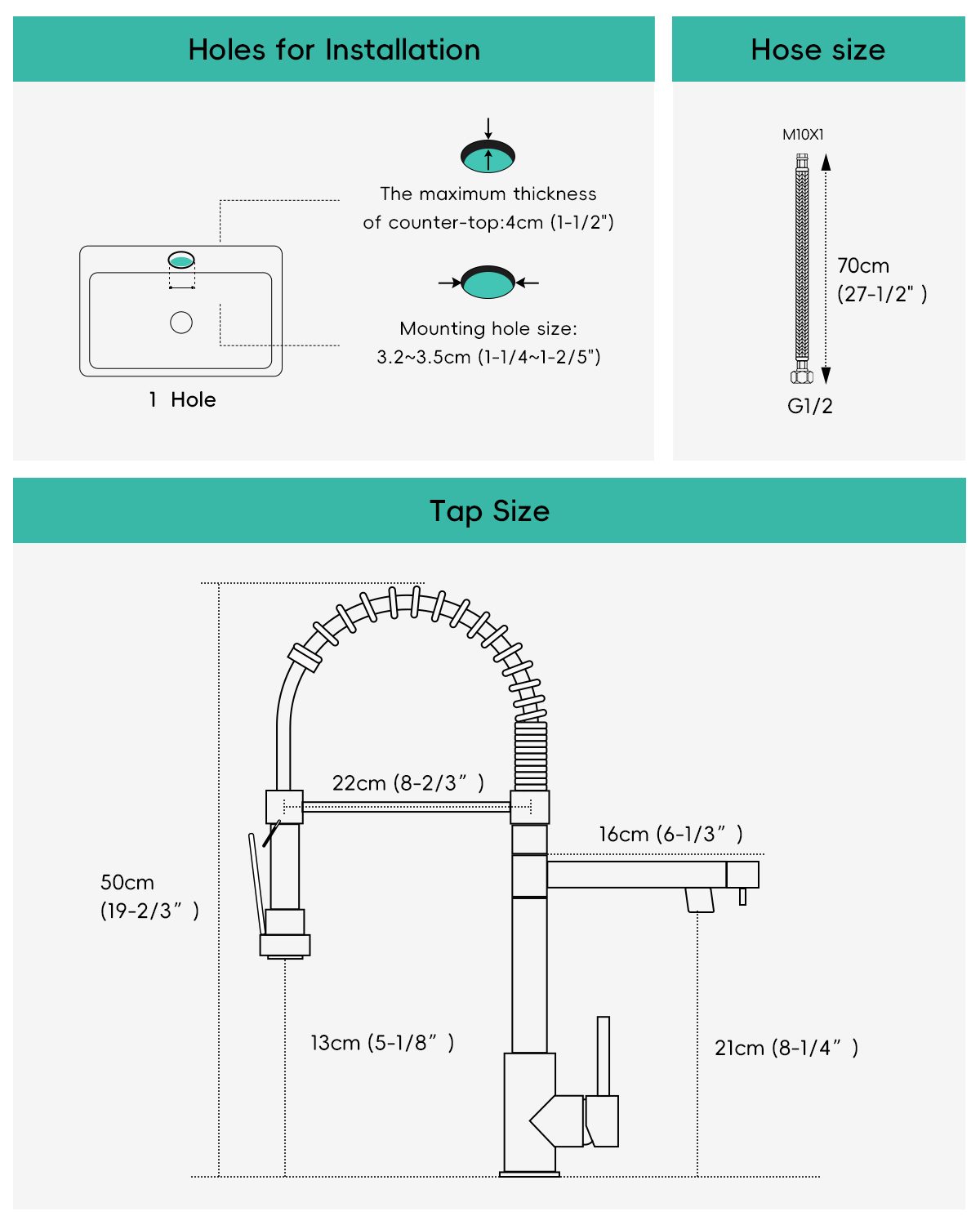 DAYONE Matte Black Spring Pull-Down Kitchen Tap
