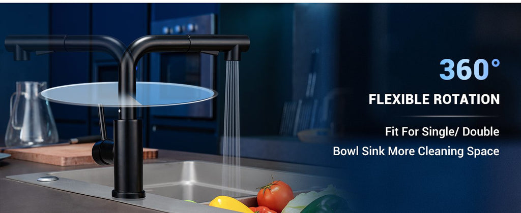 DAYONE Matte Black Pull-Out Kitchen Mixer Tap